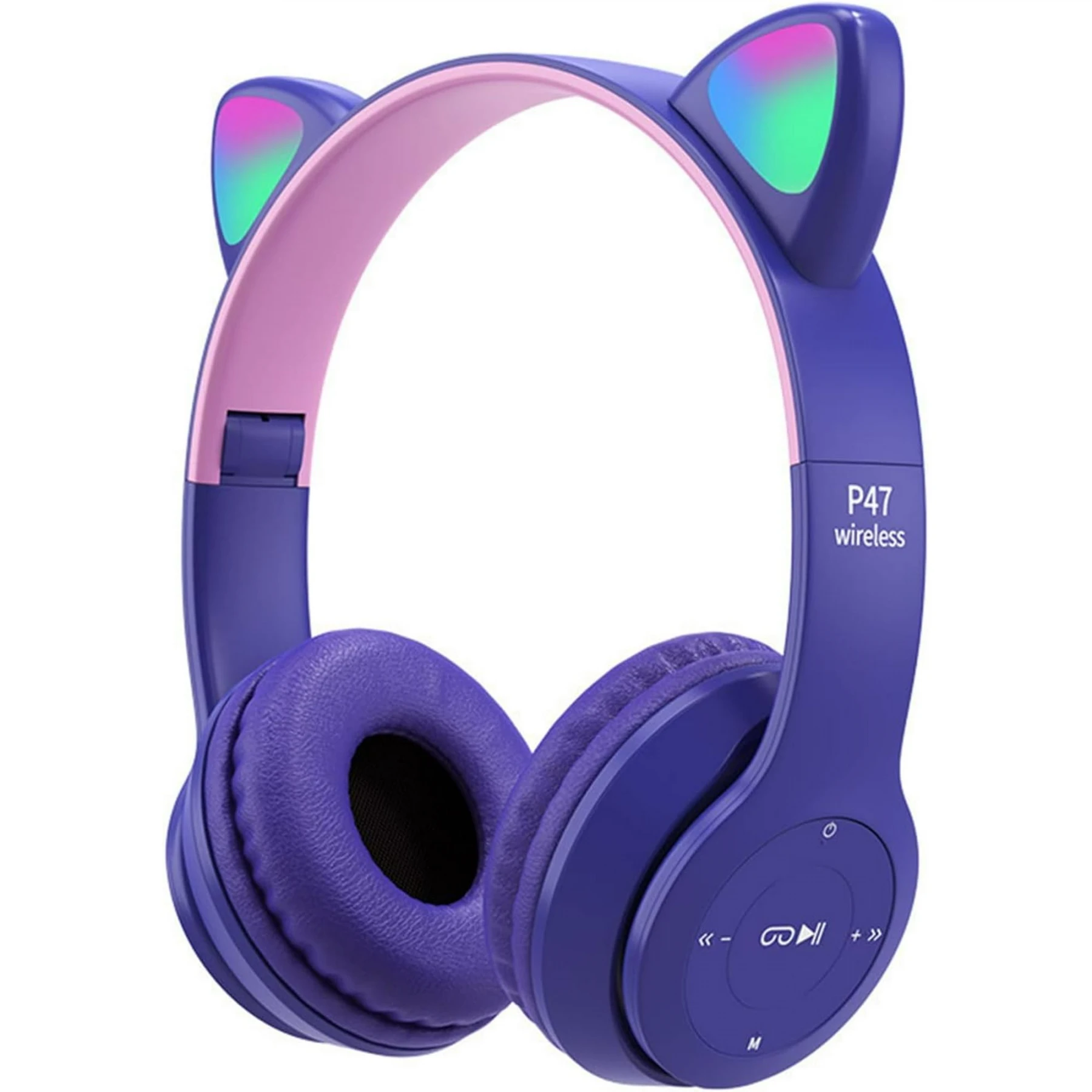 P47M Wireless Headphone Flash Light Cute Cat Ear