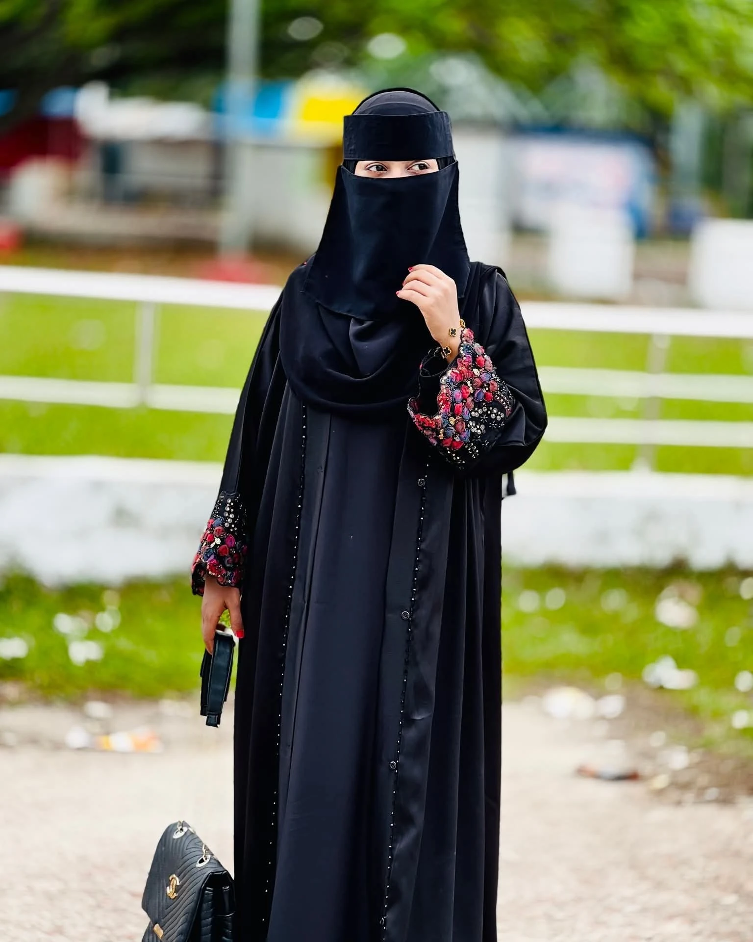Dubai Cherry Abhaya with Inner and Hijab