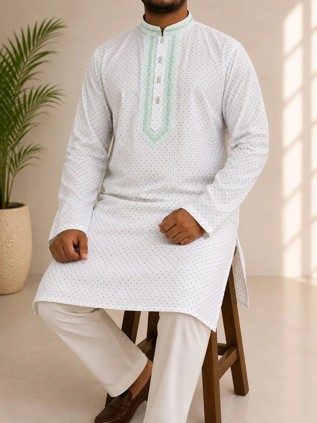 Premium Cotton Print Panjabi